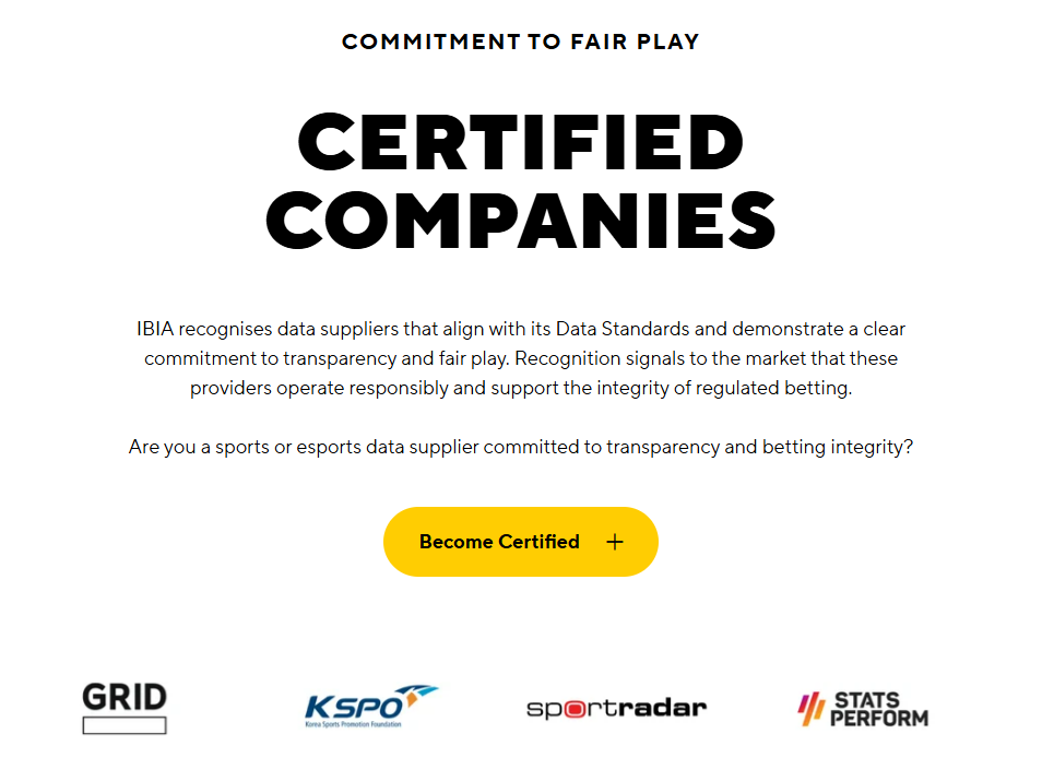 IBIA 공식 홈페이지 인증기관 목록(Certified Companies) 등재 화면