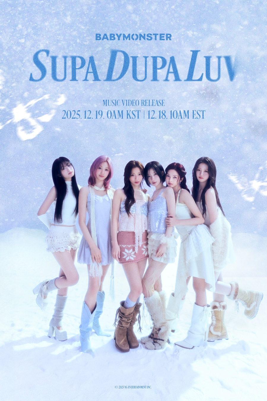 베이비몬스터, ‘SUPA DUPA LUV’ 뮤비 공개…새하얀 설원 속 몽환적 아우라