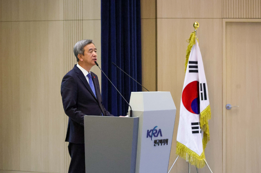 1월 2일 한국마사회 시무식에서 정기환 회장이 발언하고 있다