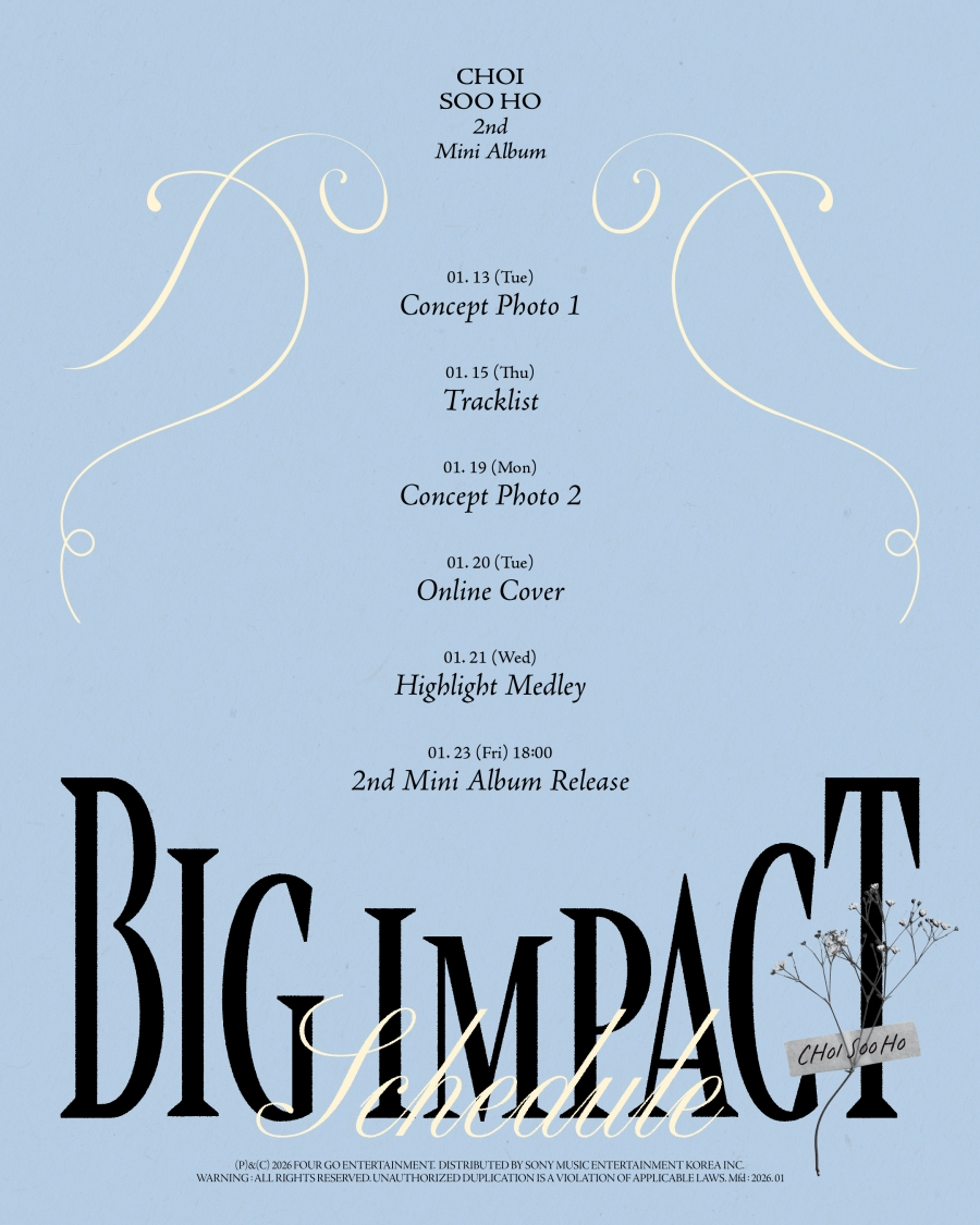 최수호, 23일 컴백 확정…미니 2집 'BIG IMPACT' 스케줄러 공개