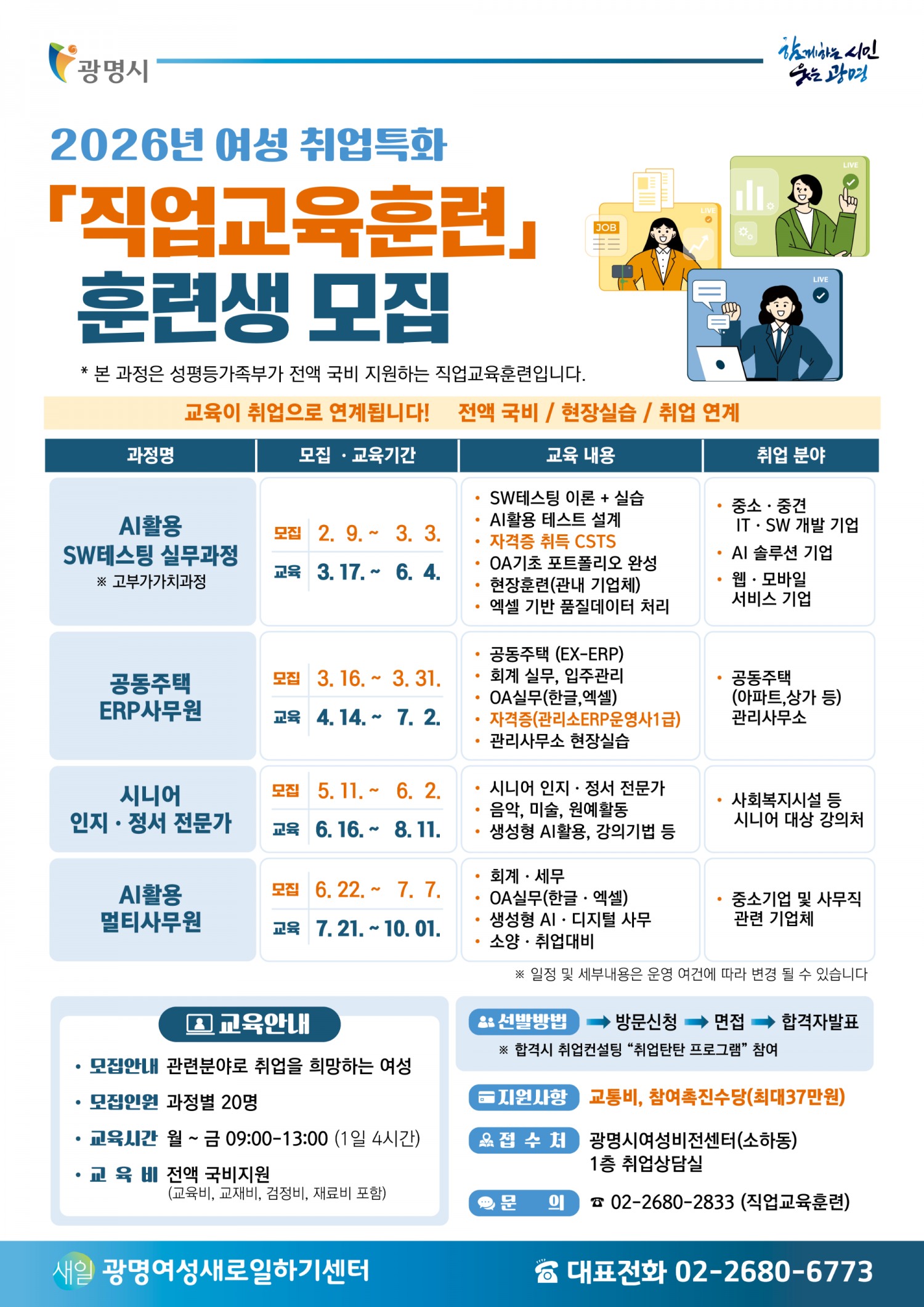 여성 맞춤형 직업교육훈련 본격 운영 안내문