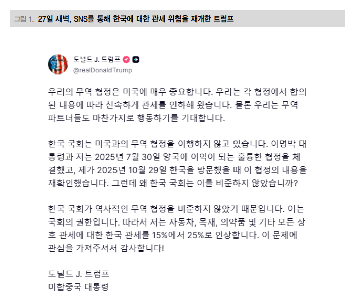 반복되는 트럼프의 관세위협 패턴, 타코 트레이드로 대응해야 - 대신證