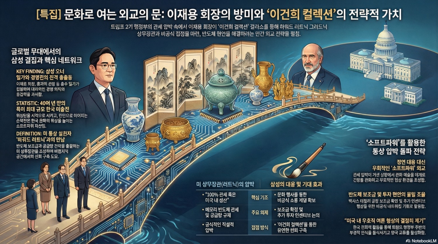 이재용 회장 방미 ... '이건희 컬렉션' 갈라쇼서 러트닉과 조우