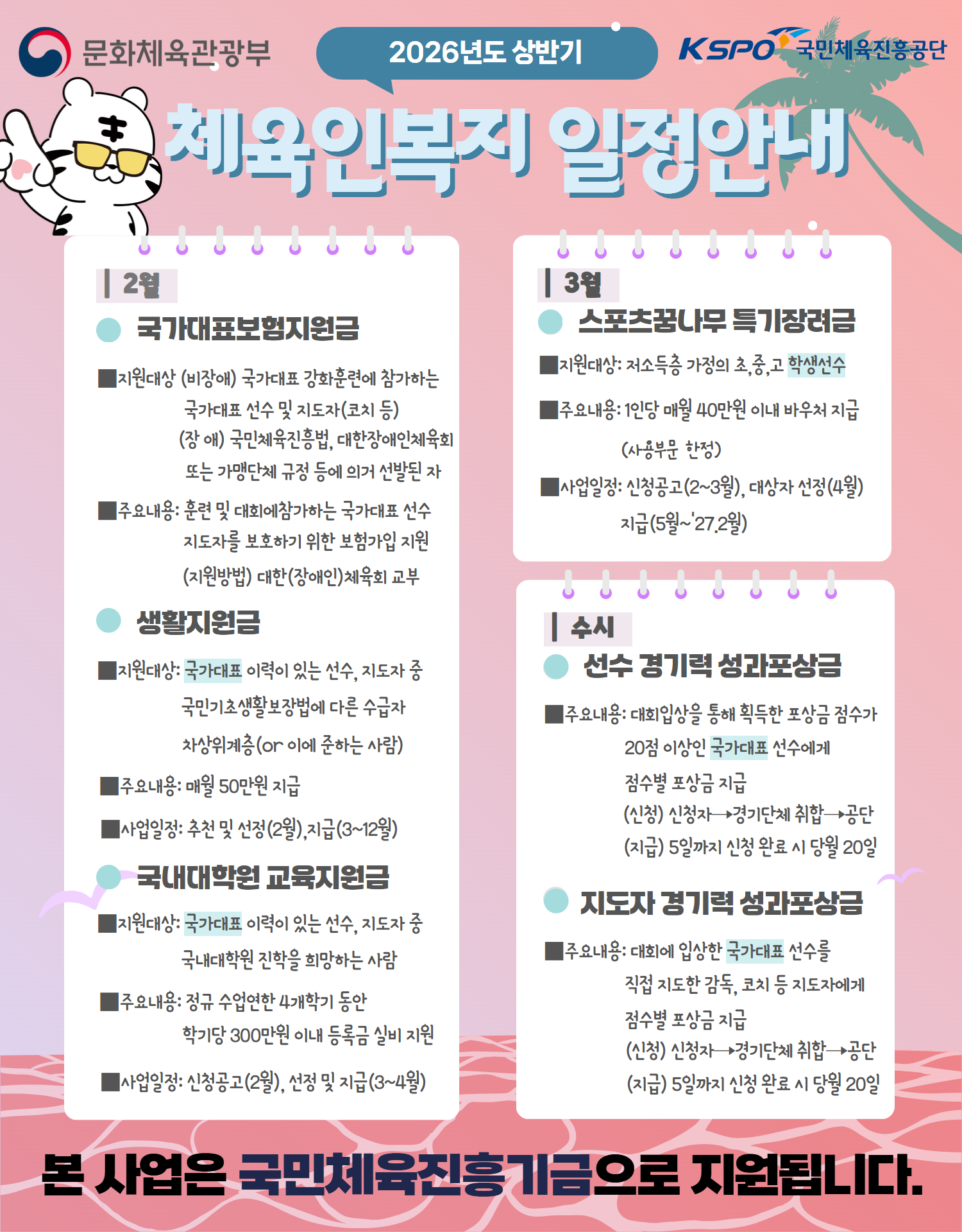 멈추지 않는 체육인의 도전, 맞춤형 체육인 복지사업으로 응원한다