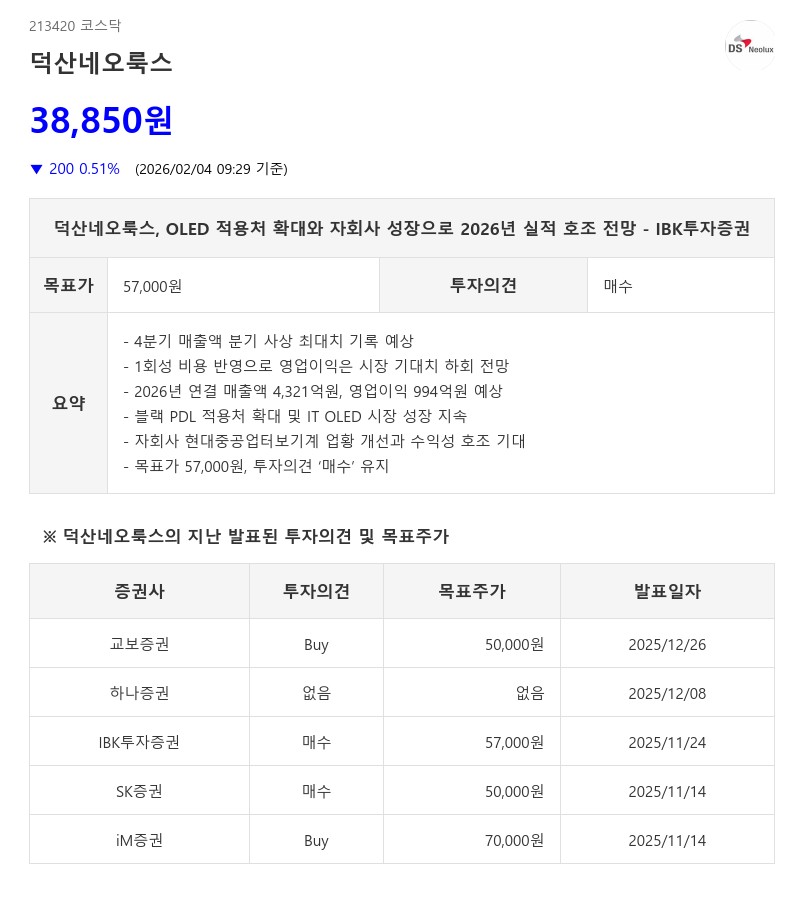 덕산네오룩스, 2026년 영업익 55%↑…블랙 PDL·IT OLED 수혜
