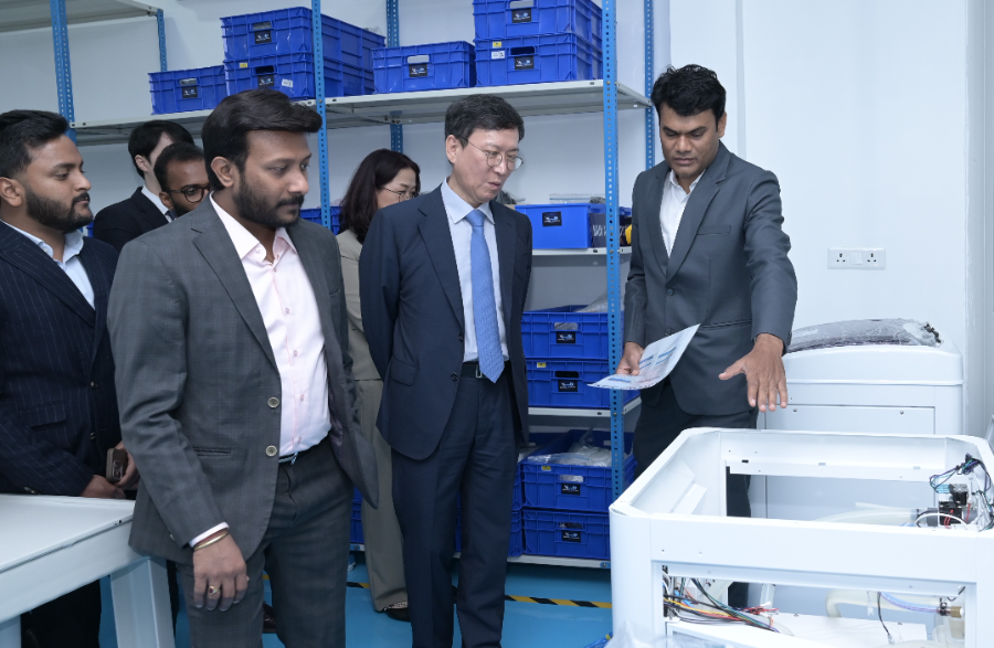 휴온스그룹 윤성태 회장, 인도 바수그룹 소독기 생산라인 준공식 참석