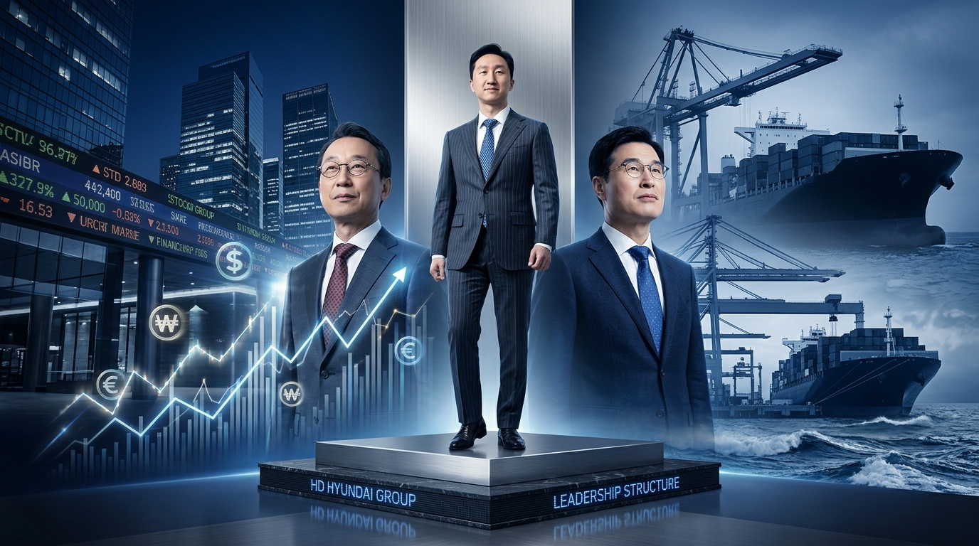 조영철 HD현대 부회장, 정기선 HD현대 회장, 이상균 HD현대중공업 부회장(사진 순서 좌에서 우로) _ AI 생성 이미지