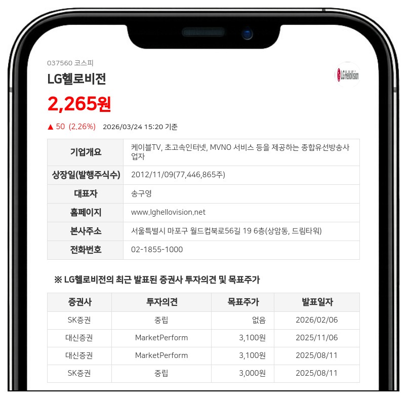 LG헬로비전, 임원 퇴임으로 6천주 지분 변동 공시... 0.01% 감소