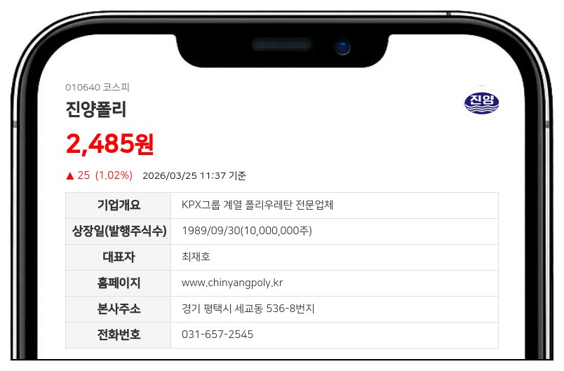 진양홀딩스, 진양폴리우레탄 지분 1.37%p 확대…51.87% 과반 확보