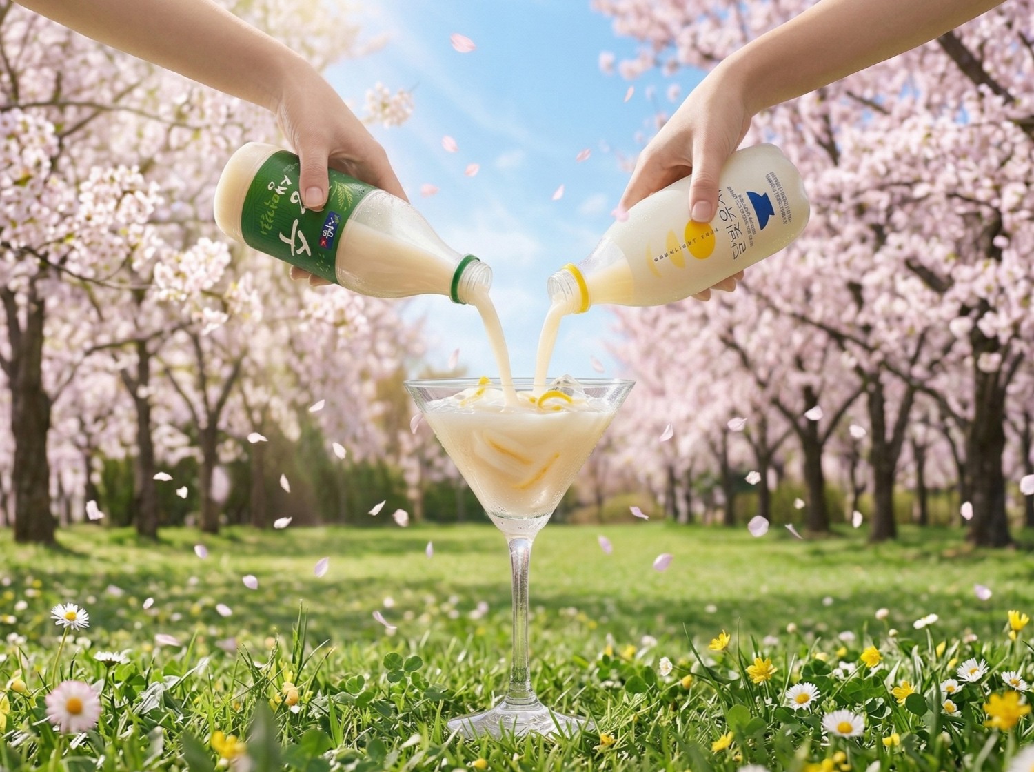 홈 칵테일 레시피의 핵심 재료로 활용된 ‘장수 생막걸리’와 ‘달빛유자’ (사진 출처=AI로 생성된 가상 이미지)