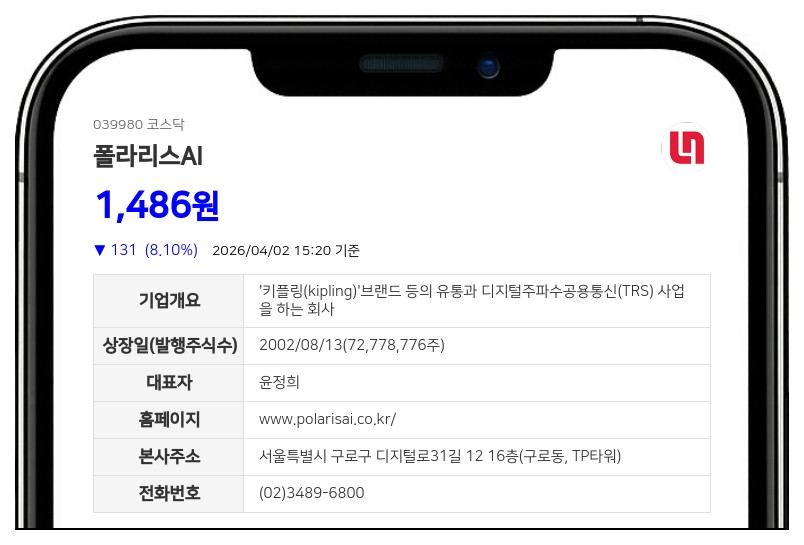 주식병합 추진하는 폴라리스AI, 4월 7일부터 신주 상장 전까지 거래 정지