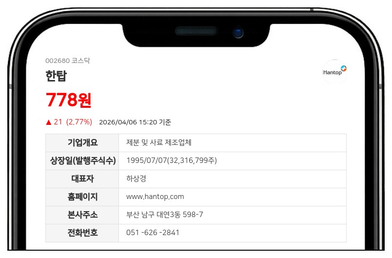 한탑 "주가 안정화 위해 주식병합"...6월 4일부터 29일까지 거래정지