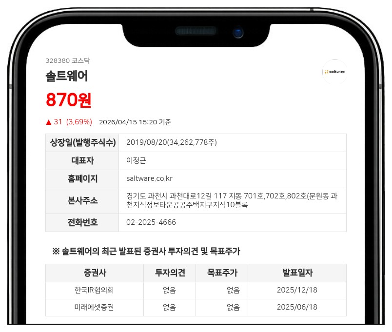 솔트웨어 4월 20일부터 거래 정지... 주식병합 절차 본격화