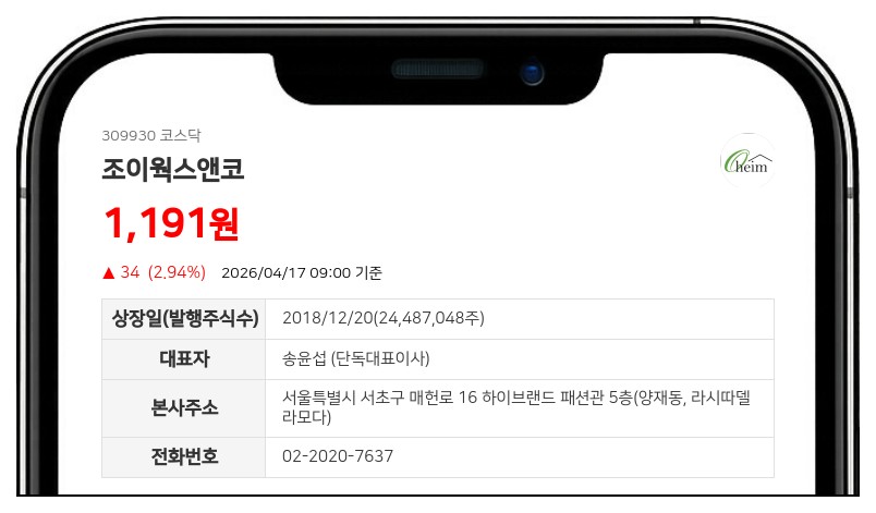 조이웍스앤코, 5대 1 주식병합 후 무상증자... 6월 22일 신주 상장