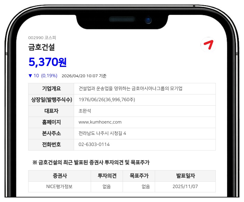 금호건설 423억 규모 유상증자, 발행가 16만900원 확정