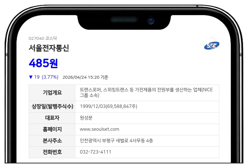 서울전자통신, 주식병합으로 4월 29일부터 거래 정지…신주 상장 전날까지 거래 불가