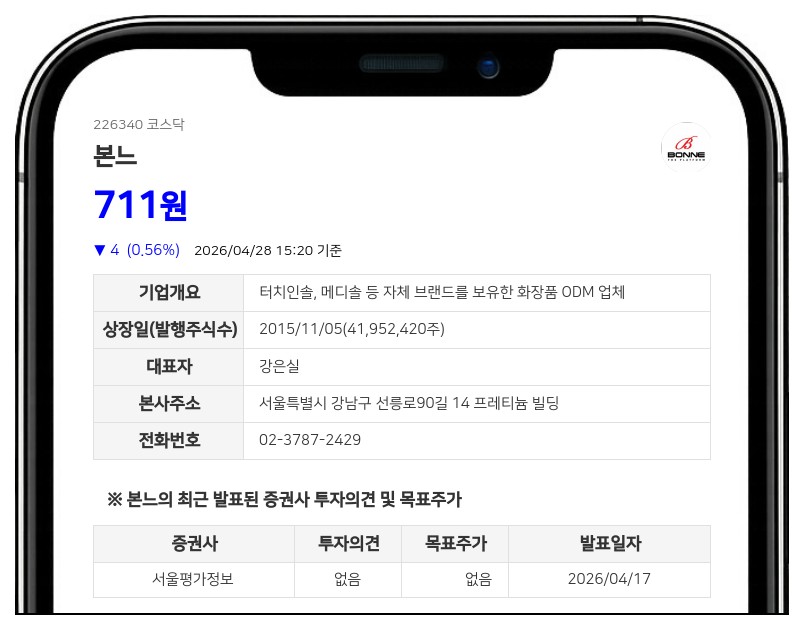본느, 주식병합으로 5월 4일부터 거래 중단...신주권 상장 전까지 매매 불가