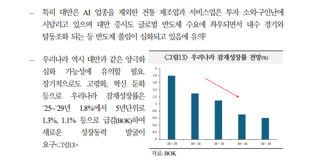 한국, 당분간 메모리 중심 경제성장...올해 반도체 성장기여도 약 60% - 국금센터
