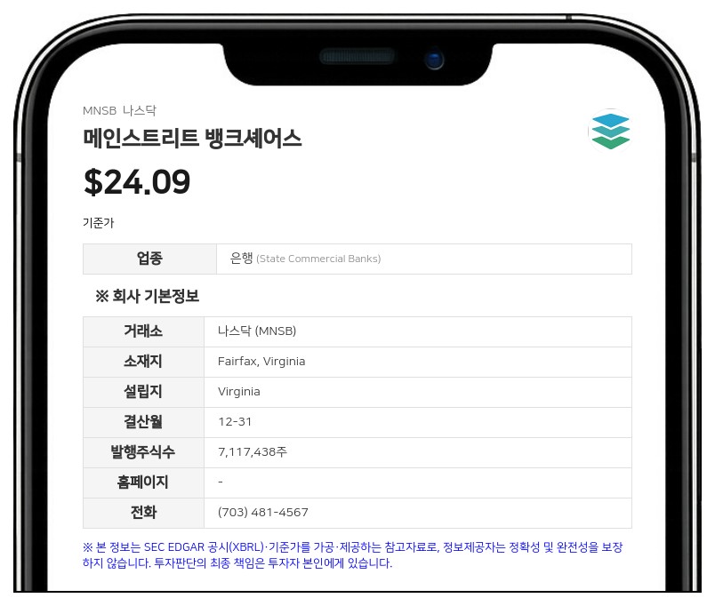 메인스트리트 뱅크셰어스, 7월 20일 2분기 실적 발표 콘퍼런스 콜 개최