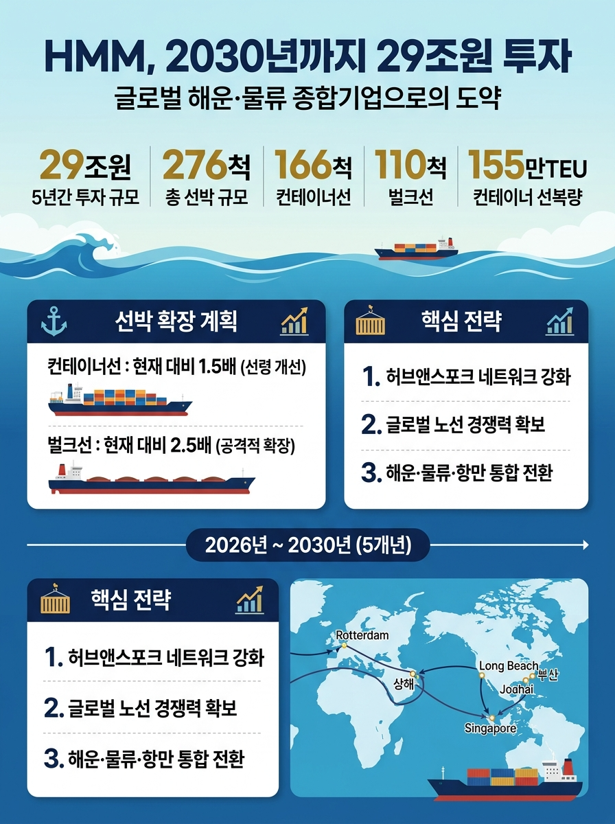 HMM, 2030년까지 29조원 투입해 해운·물류 종합기업으로 도약