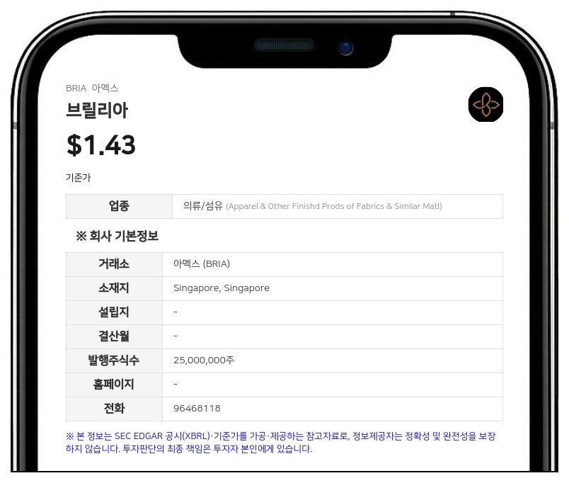 브릴리아, 연차보고서 제출…고객사 편중 및 '다이아나' 브랜드 라이선스 이해상충 리스크 제시