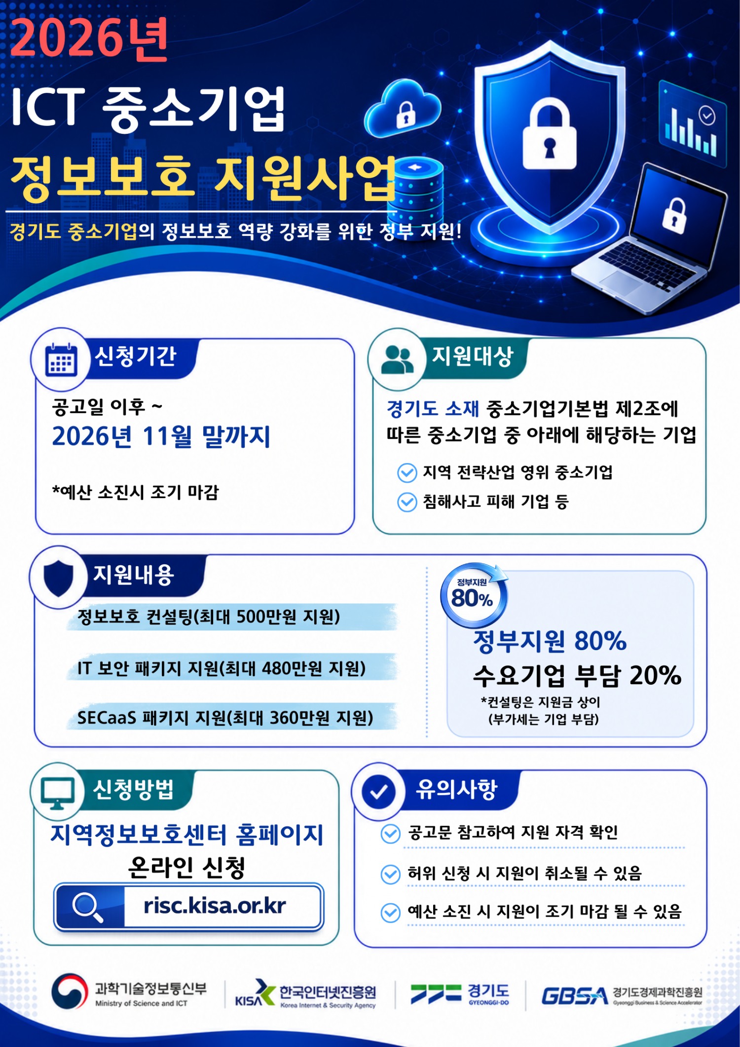 정보보호 지원사업 모집 포스터
