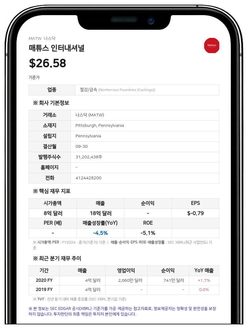매튜스 인터내셔널, 조셉 C. 바르톨라치 CEO 은퇴 발표... 후임 승계 절차 착수