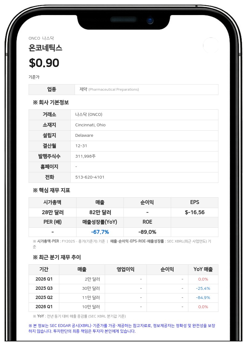온코네틱스, 1억 주 규모 보통주 재매각 추진…Series F 우선주 전환 물량