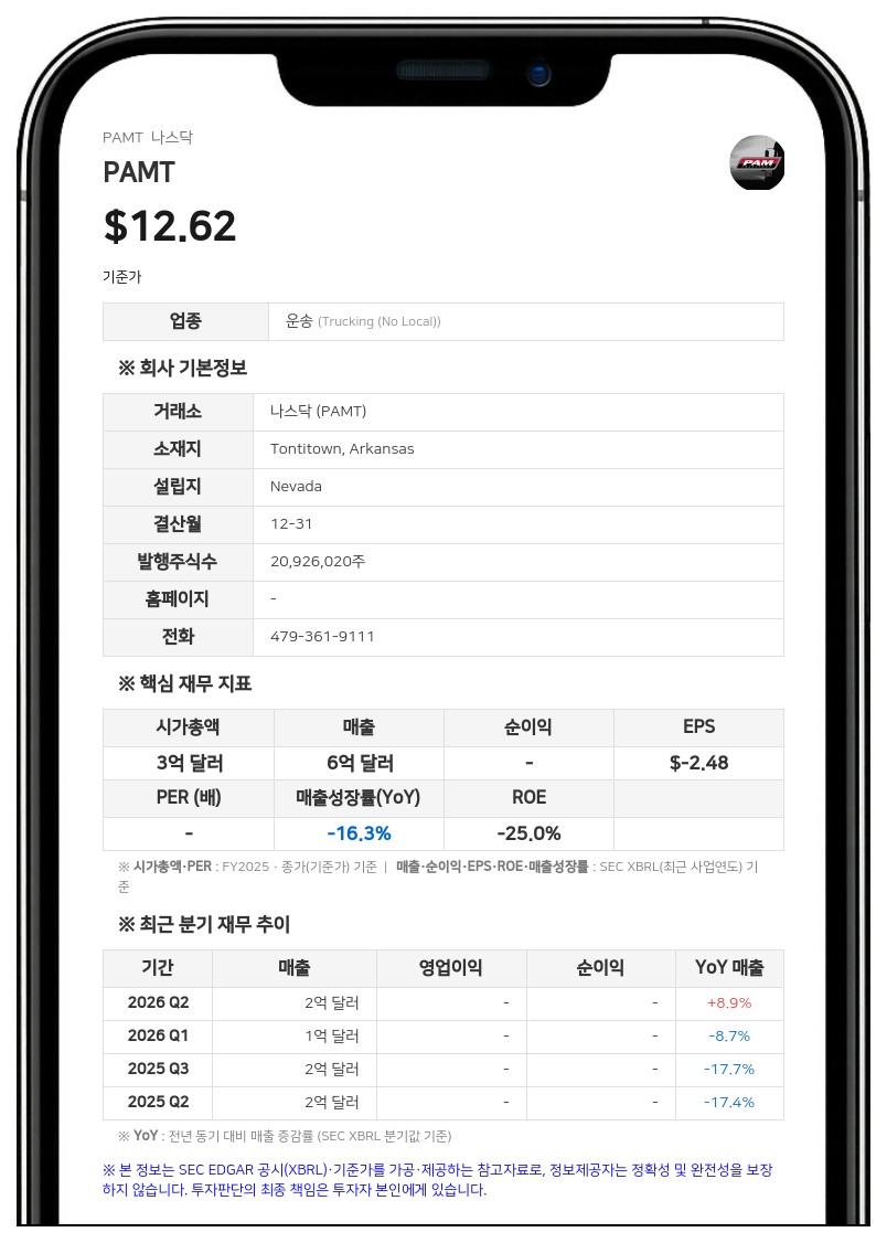 매튜 모라운, PAMT 보통주 326만 8000주 신탁 매각 계약 체결