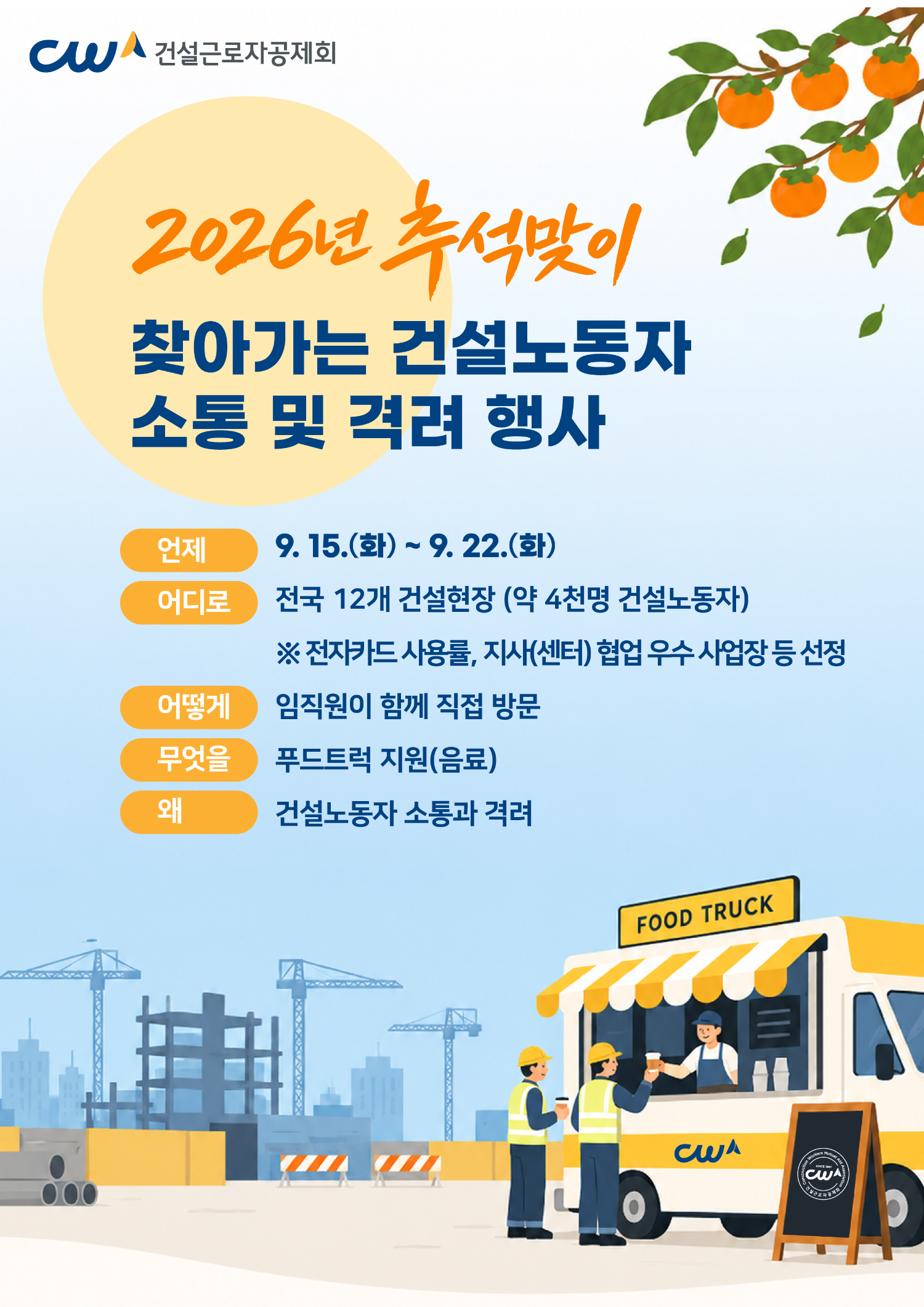 건설근로자공제회, 추석맞이 전국 12개 현장 방문 4천 명 격려 행사 전개