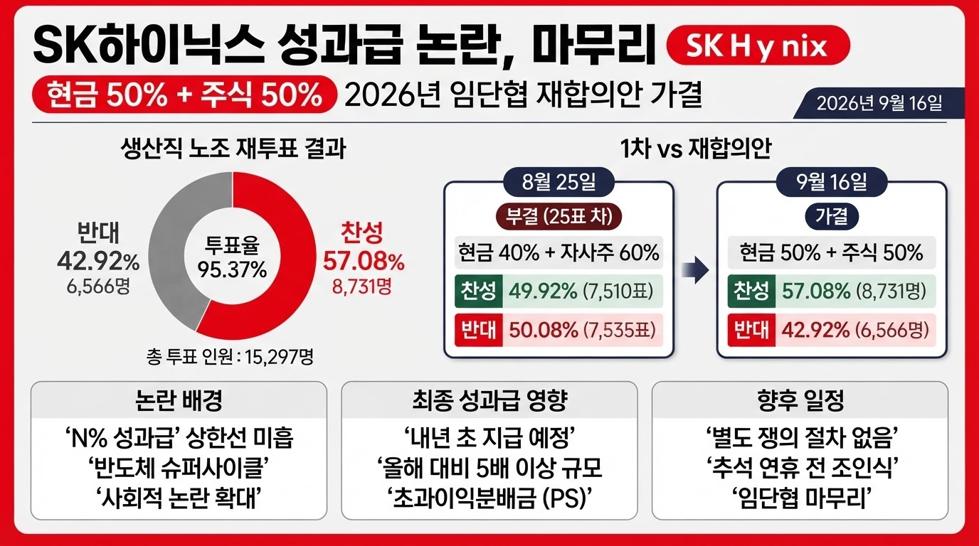 SK하이닉스 성과급 논란, ‘현금 50%-주식 50%’로 마무리