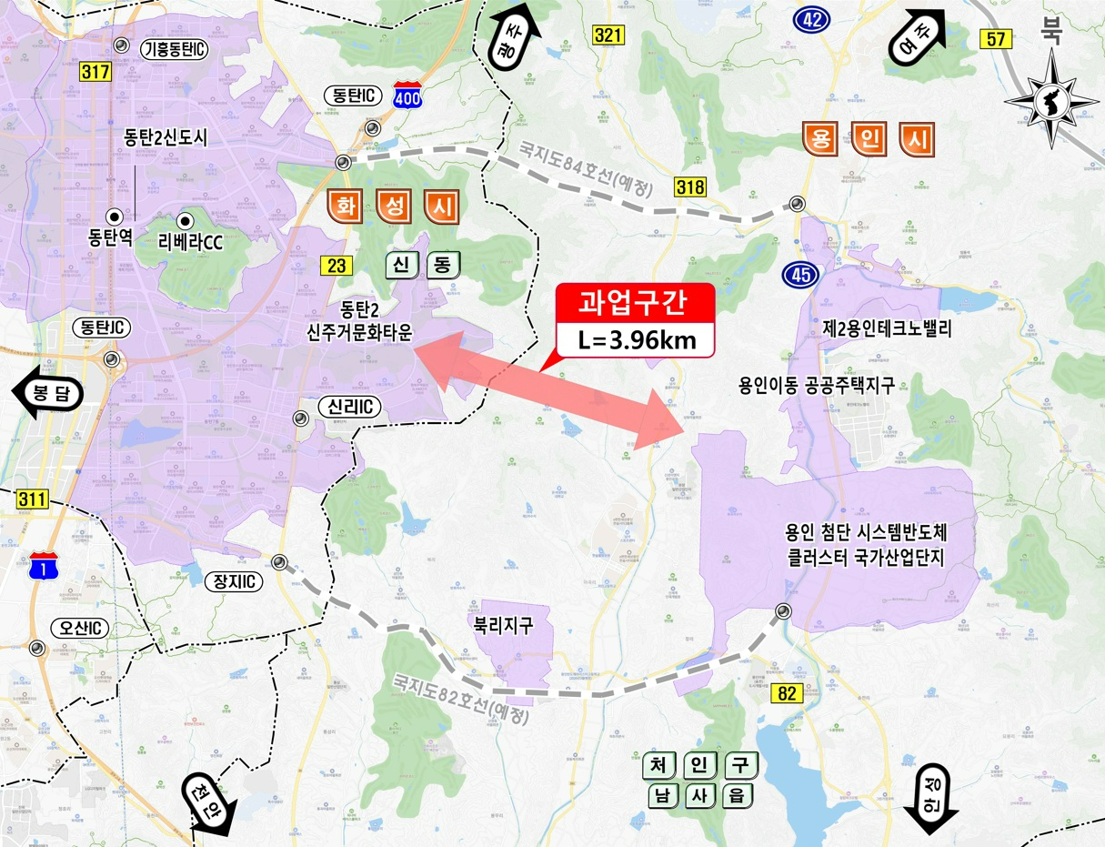 ‘용인 남사읍~화성 신동 연결도로 개설사업’ 위치 사진 / 용인시 제공