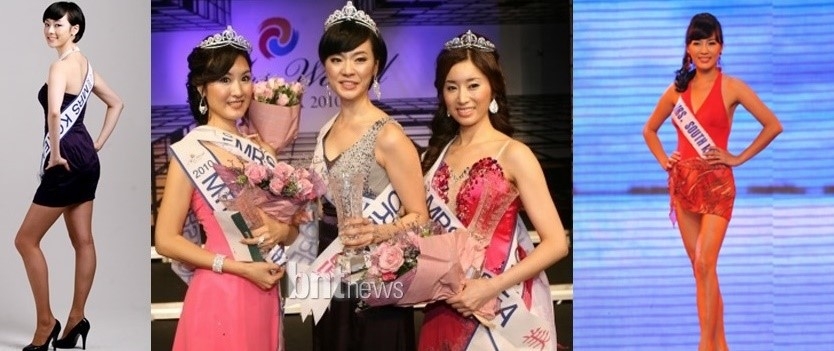 사진=왼쪽부터 2010 미시즈코리아한기혜, TOP 3(이도경/한기혜/도유정), 2009미시즈코리아 이수영
