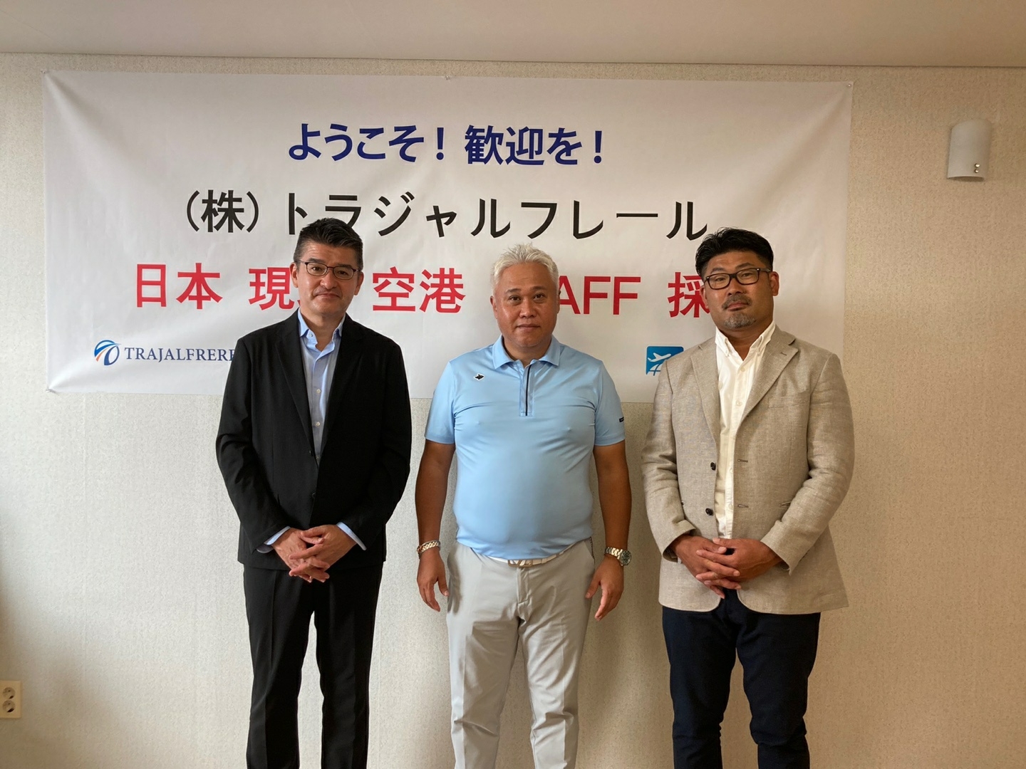 사진=왼쪽부터 일본 TJF의 아사카, 스카이에어포트서비스 김정수 대표, TJF 하라