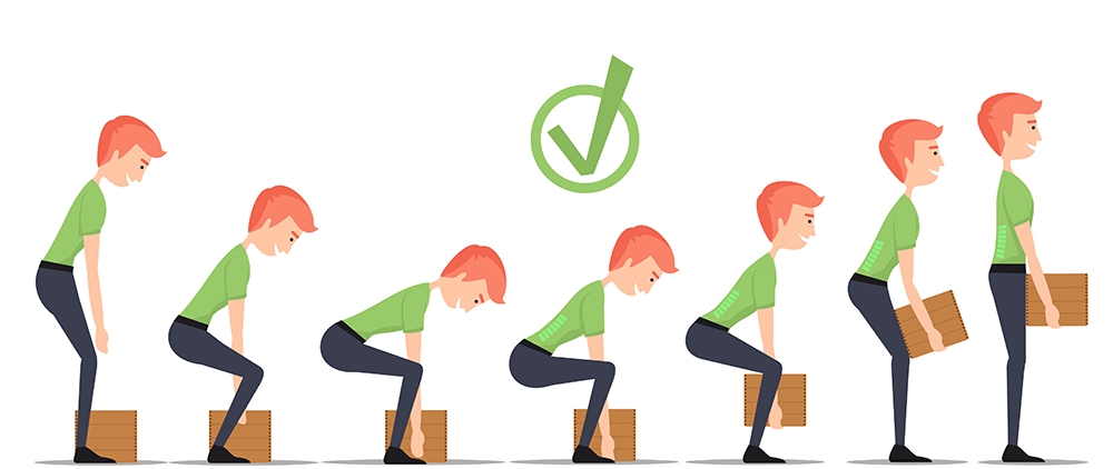 명절 동안 물건을 옮기다 급성 허리 통증으로 병원을 찾는 경우가 많다. 이를 예방하기 위해 위 그림처럼 올바른 중량물 취급 자세를 지키는 것이 중요하다. 이미지=Freepik