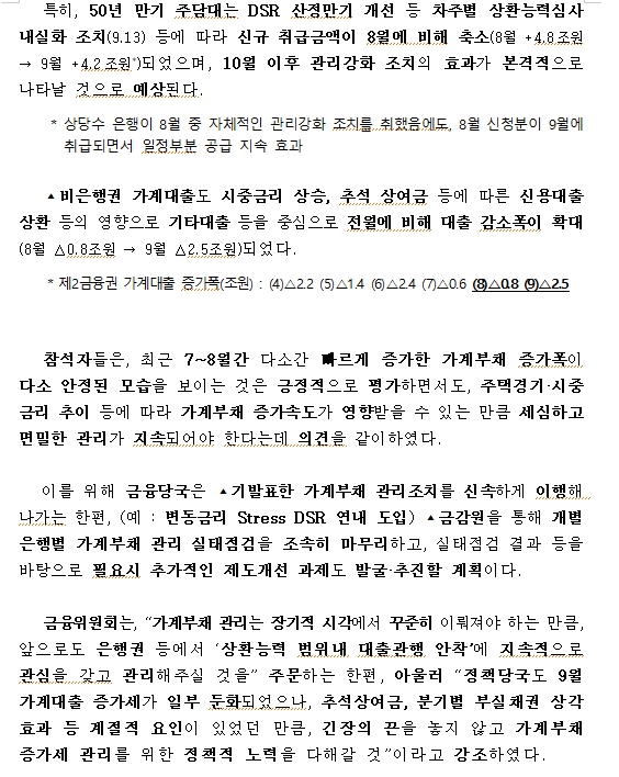 자료: 12일 열렸던 가계부채점검회의 결과
