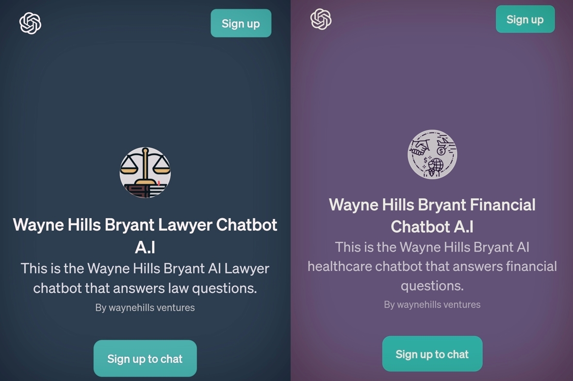 웨인힐스, 오픈에이아이 GPT스토어에 파이낸셜, 로이어 챗봇 A.I 런칭