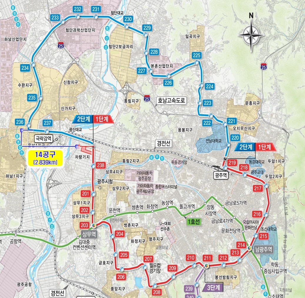 광주도시철도 2호선 2단계 14공구 위치도 (쌍용건설 제공)