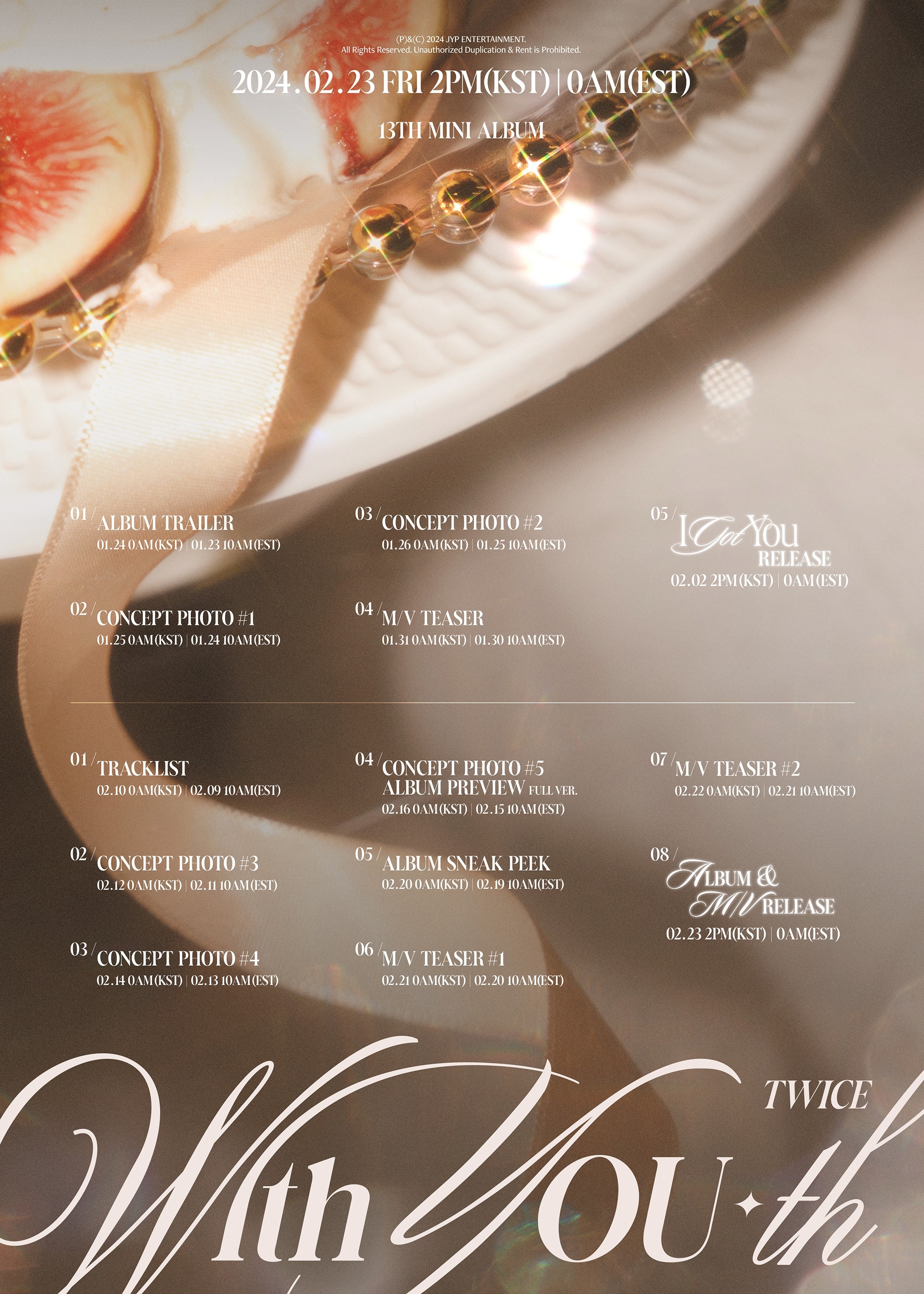 트와이스, 신보 ‘With YOU-th’ 티징 타임테이블과 트레일러 티저 공개…물오른 비주얼 ‘몽환+우아’