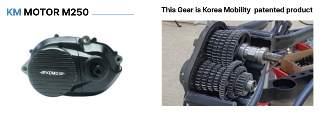 코리아모빌리티가 자체 개발한 전기 자전거용 ‘국산 모터’와 ‘기어박스’ (사진제공=코리아모빌리티)
