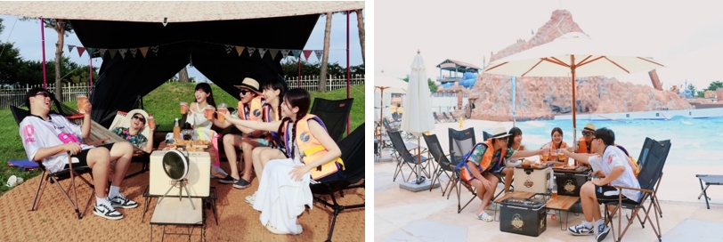 설악 워터피아 캠프닉존에서 고객이 휴식을 즐기고 있다