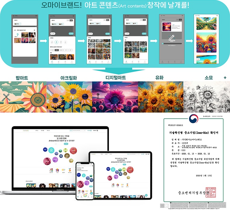 오마이브랜드, 기술혁신형 중소기업 이노비즈 인증 획득 "글로벌 진출 기반 다져"