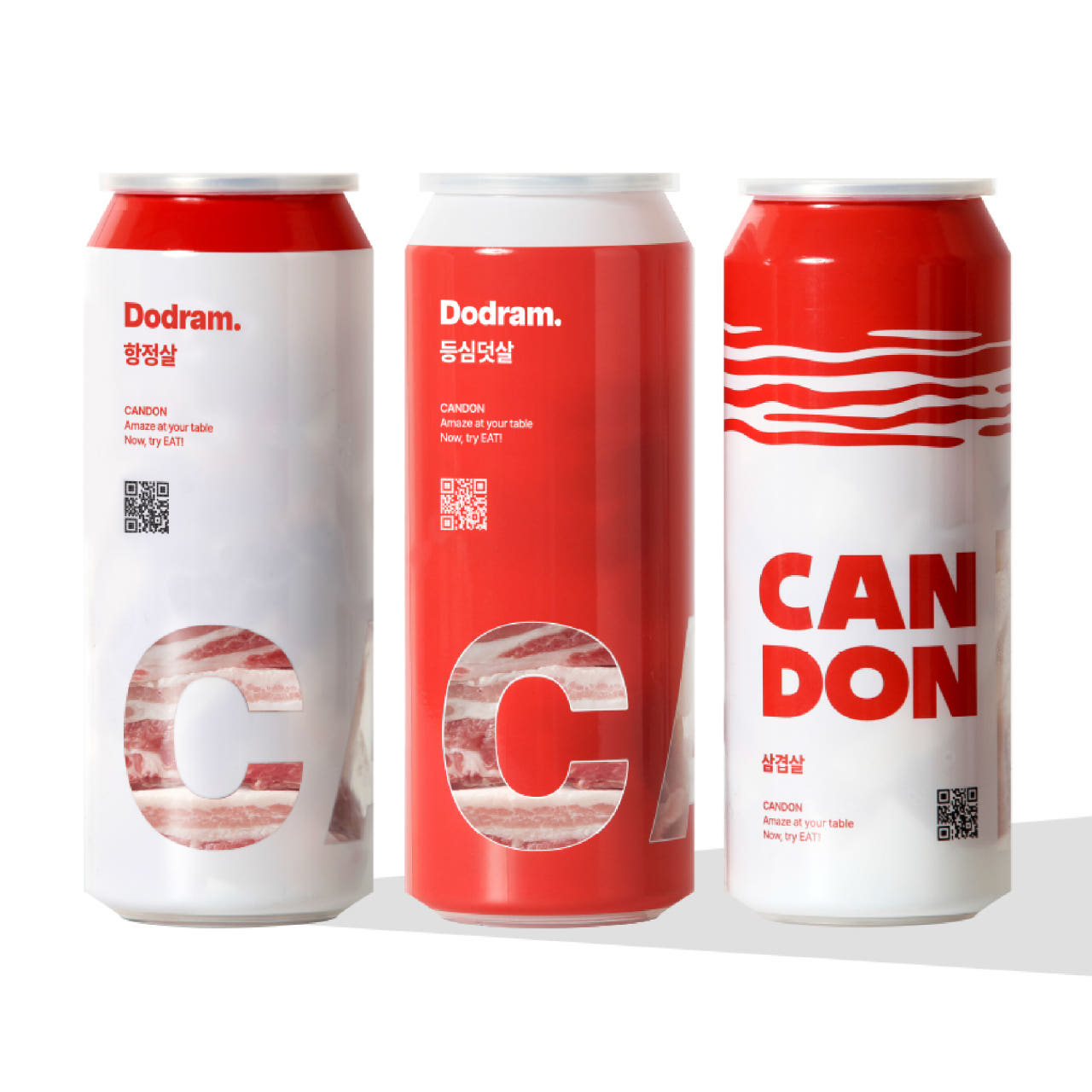 (왼쪽부터)도드람 캔돈 항정살, 등심덧살, 삼겹살