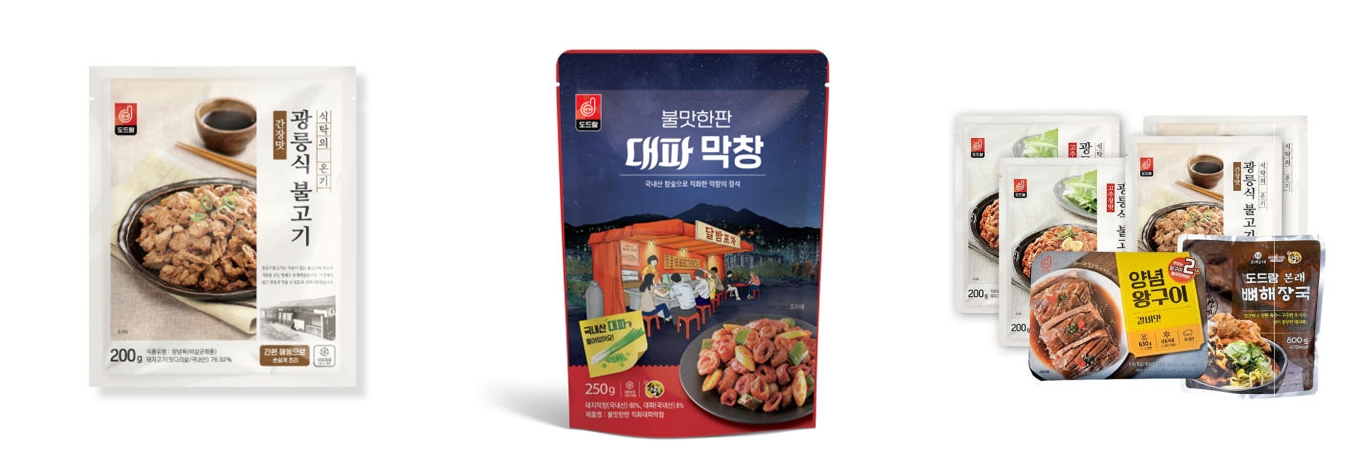 (왼쪽부터)도드람 광릉식 불고기, 불맛한판 직화대파막창, 도드람한돈 집반찬세트