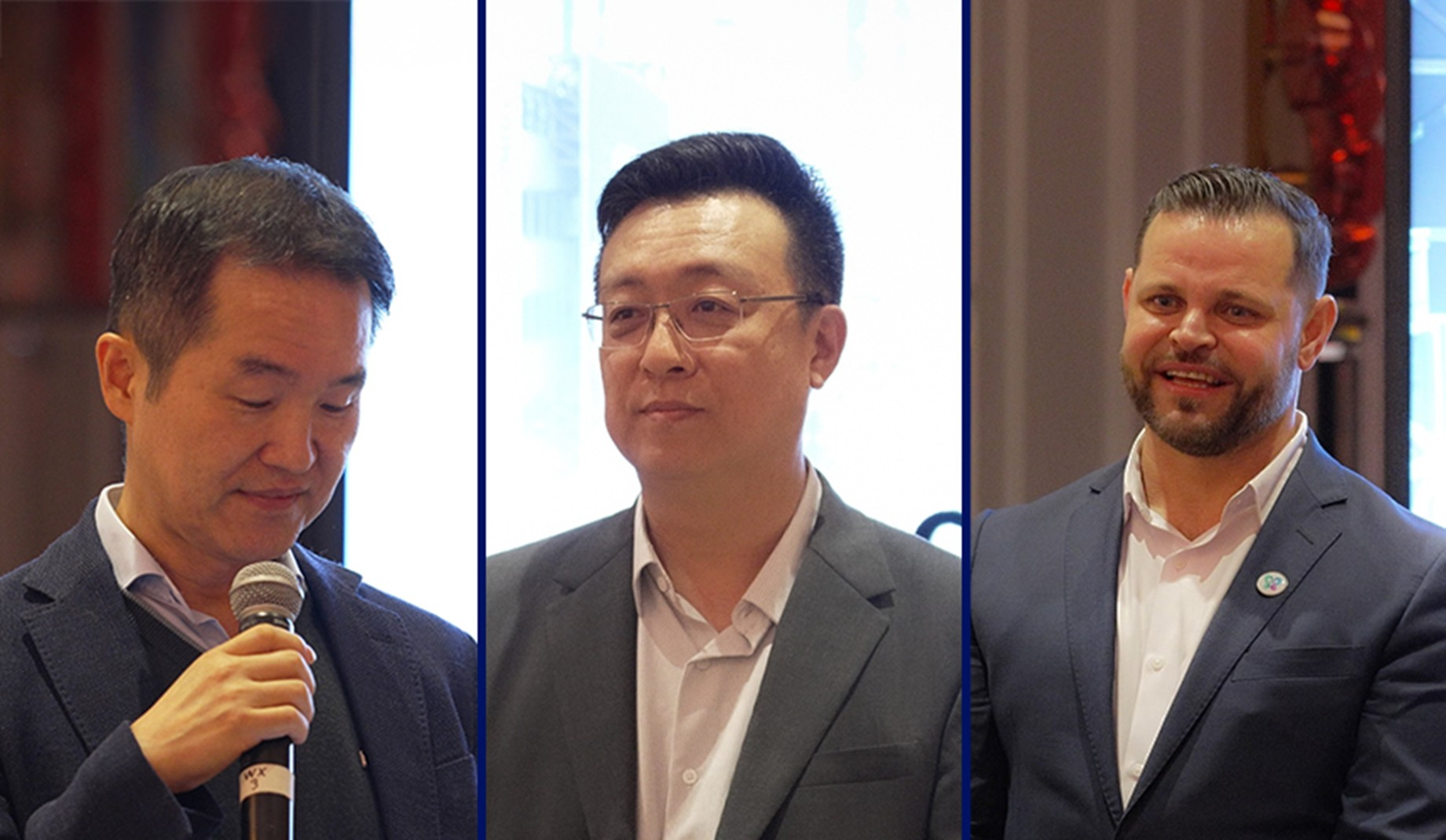<왼쪽부터 권혁일 네이버 공동 창업자, 블룸테크놀로지 이상윤 대표, 에반 클라센 원휴머니티 대표>