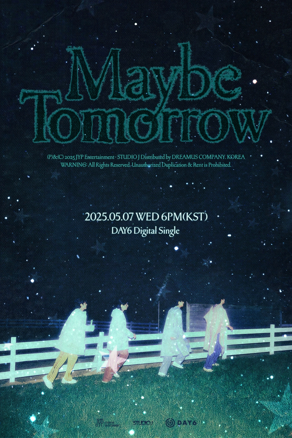 DAY6, 내달 7일 새 디지털 싱글 'Maybe Tomorrow' 발표…단체 포스터 깜짝 공개