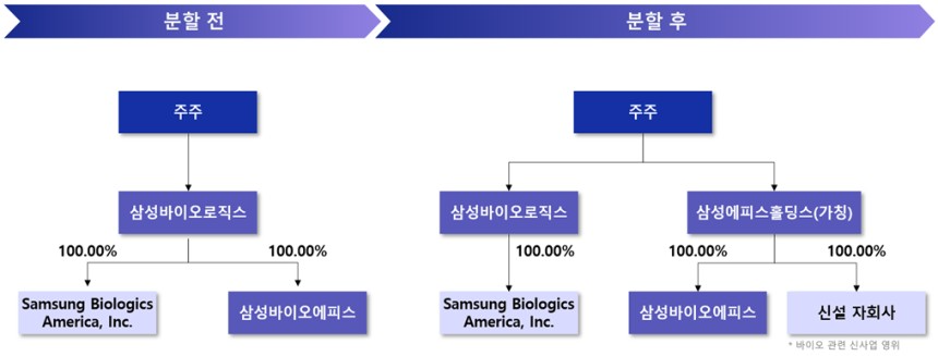 삼성바이오로직스 분할 전후 지배구조. /사진제공=삼성바이로직스