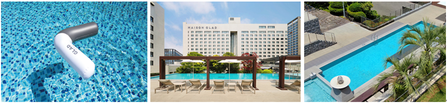 글래드 풀캉스 패키지 혜택과 메종 글래드 제주 전경, 야외 수영장 ‘더 파티오 풀’ 이미지