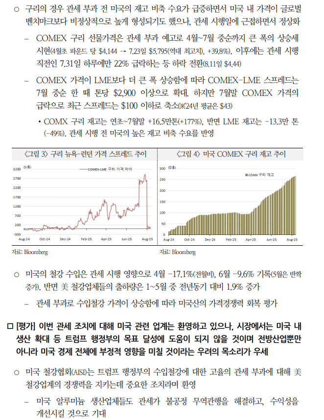 미국, 원자재 관세 조치 추가 강화 가능성...미국 경제 전체 부정적 영향 미칠 소지 - 국금센터