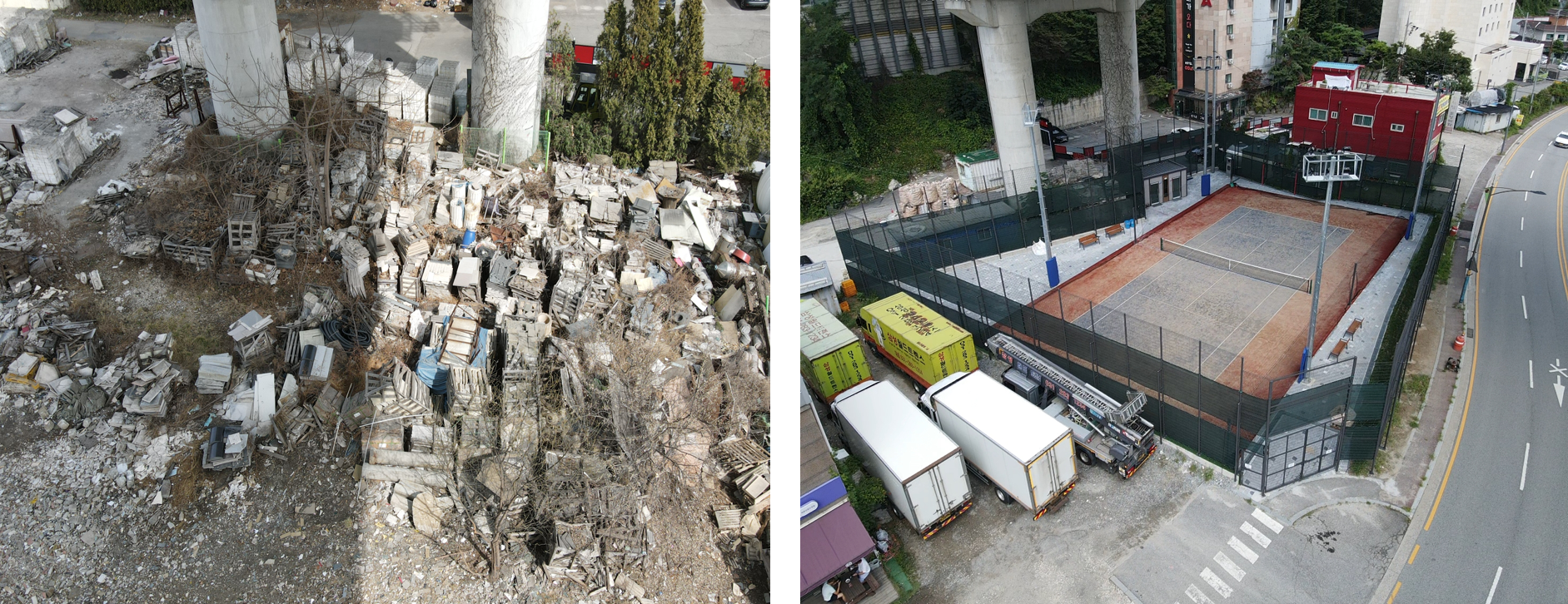 고가도로 하부를 시민편의시설로 조성한 모습